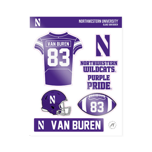 Northwestern - NCAA Football : Blake Van Buren - Sticker Sheet-0