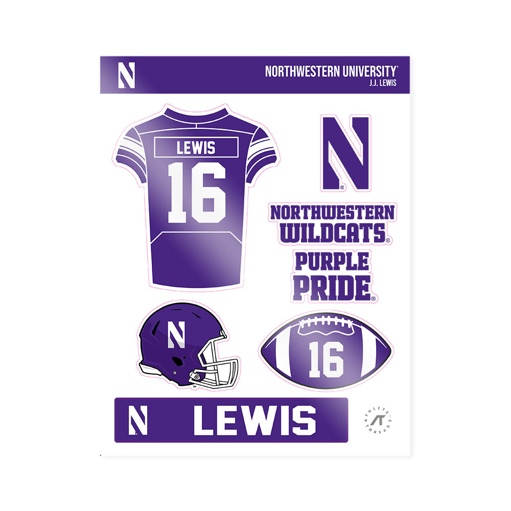 Northwestern - NCAA Football : J.J. Lewis - Sticker Sheet-0