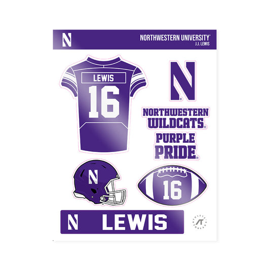 Northwestern - NCAA Football : J.J. Lewis - Sticker Sheet-0