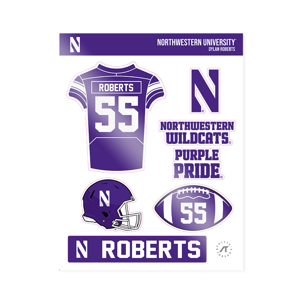 Northwestern - NCAA Football : Dylan Roberts - Sticker Sheet-0