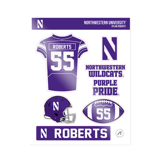 Northwestern - NCAA Football : Dylan Roberts - Sticker Sheet-0