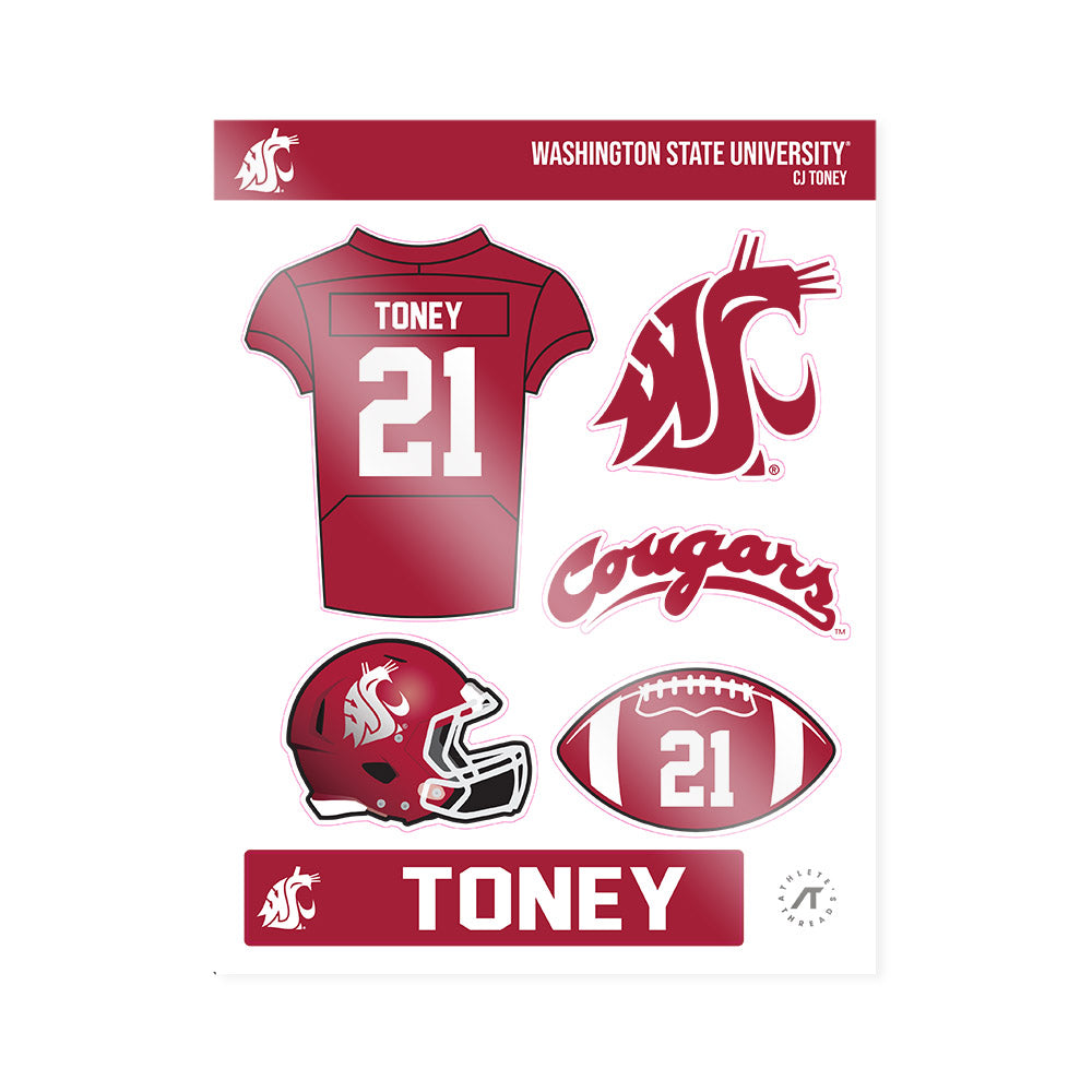 WSU - NCAA Football : CJ Toney - Sticker Sheet-0