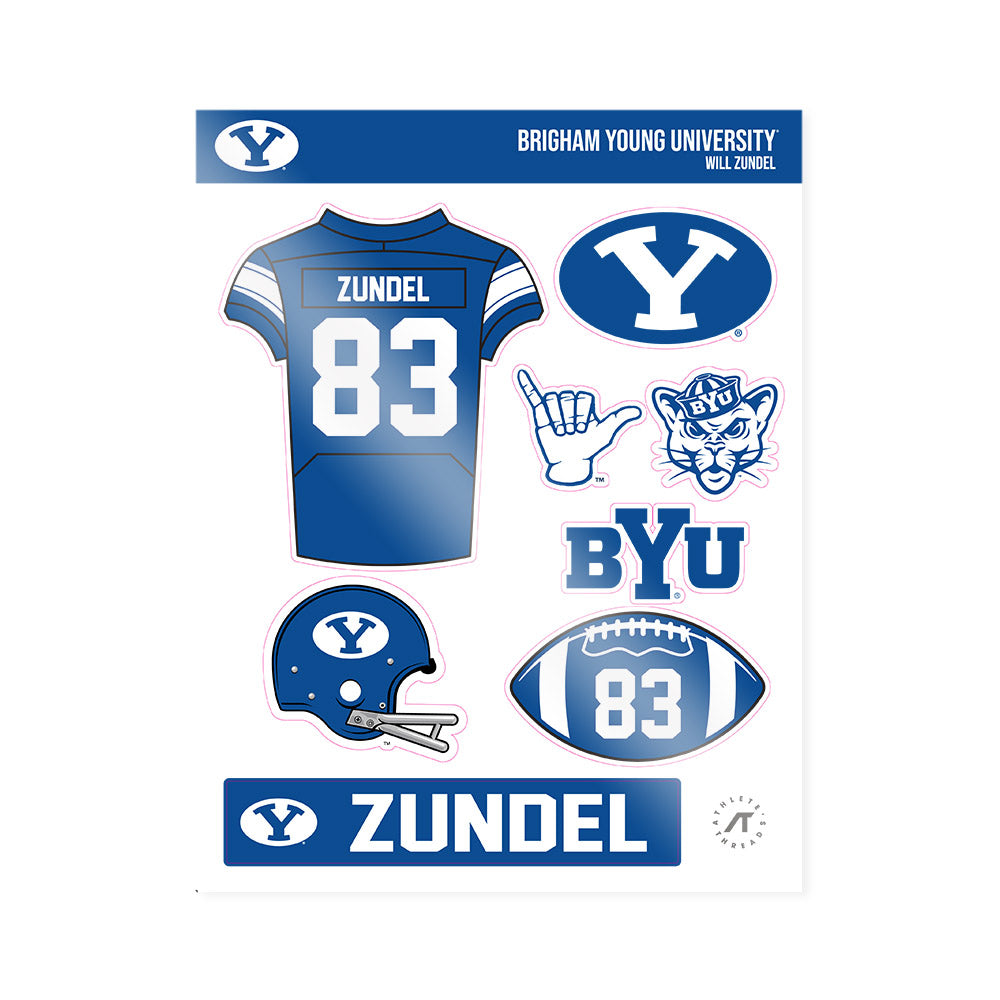 BYU - NCAA Football : Will Zundel - Sticker Sheet-0