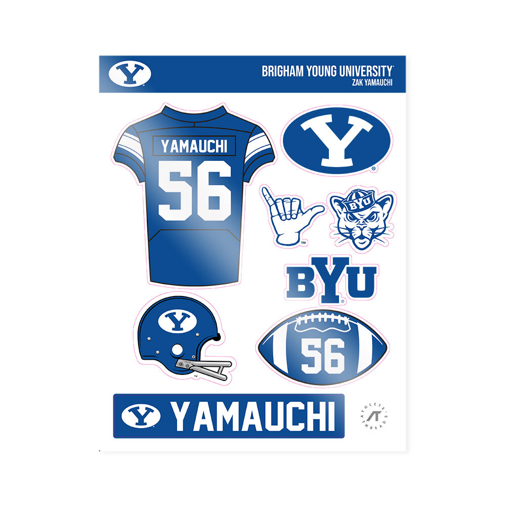 BYU - NCAA Football : Zak Yamauchi - Sticker Sheet-0