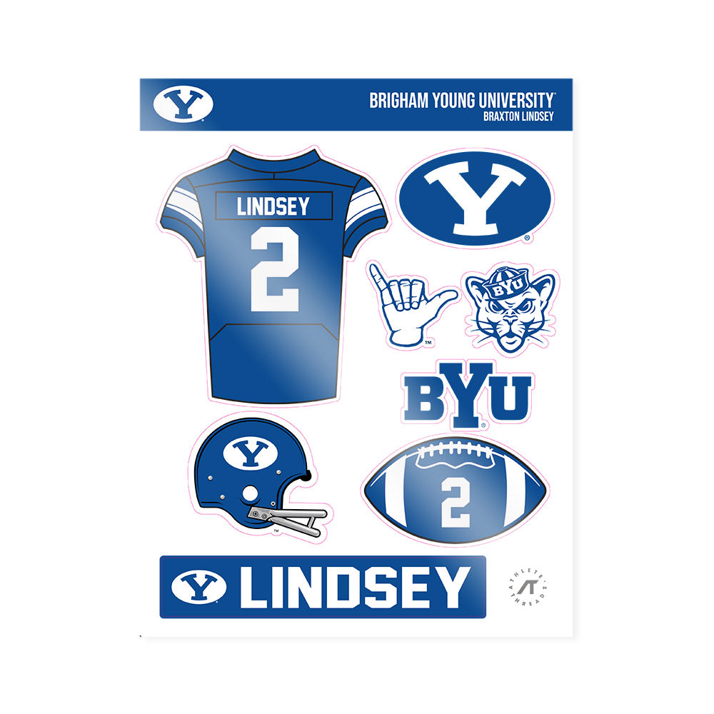 BYU - NCAA Football : Braxton Lindsey - Sticker Sheet-0
