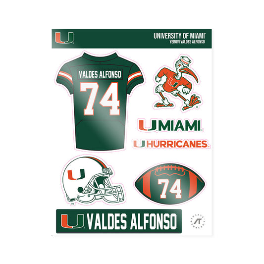 Miami - NCAA Football : Yerovi Valdes Alfonso - Sticker Sheet-0