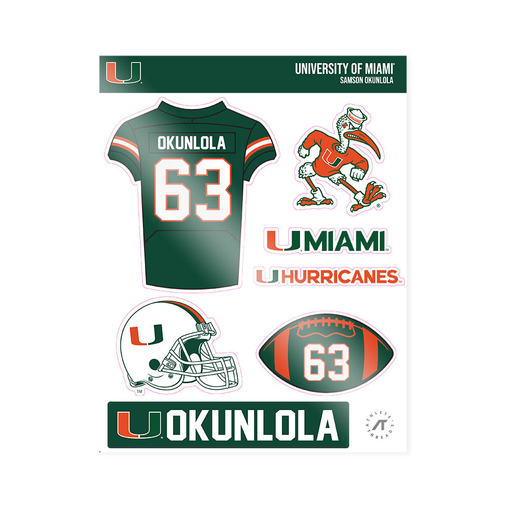 Miami - NCAA Football : Samson Okunlola - Sticker Sheet-0