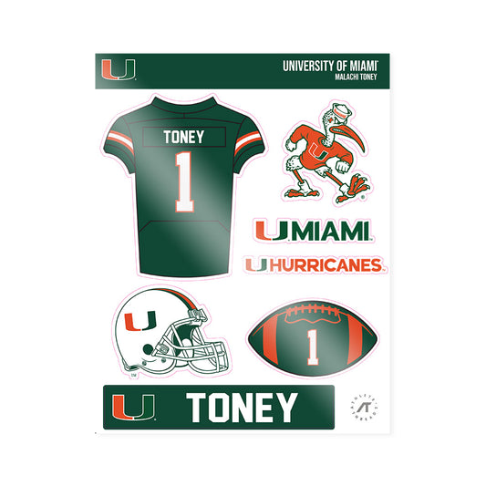 Miami - NCAA Football : Malachi Toney - Sticker Sheet-0