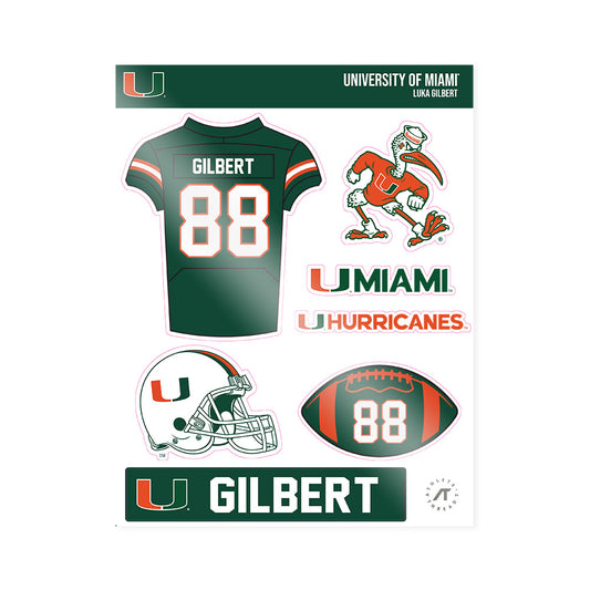 Miami - NCAA Football : Luka Gilbert - Sticker Sheet-0