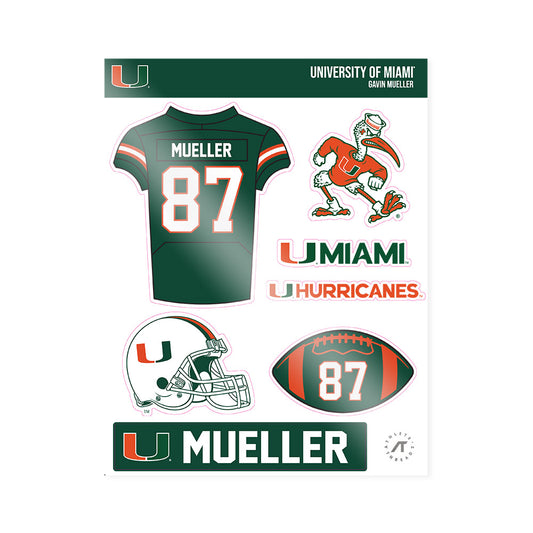 Miami - NCAA Football : Gavin Mueller - Sticker Sheet-0