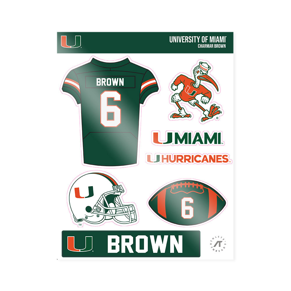 Miami - NCAA Football : CharMar Brown - Sticker Sheet-0