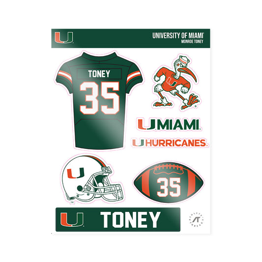 Miami - NCAA Football : Monroe Toney - Sticker Sheet-0