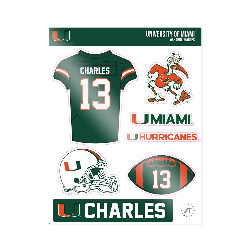 Miami - NCAA Football : Asharri Charles - Sticker Sheet-0