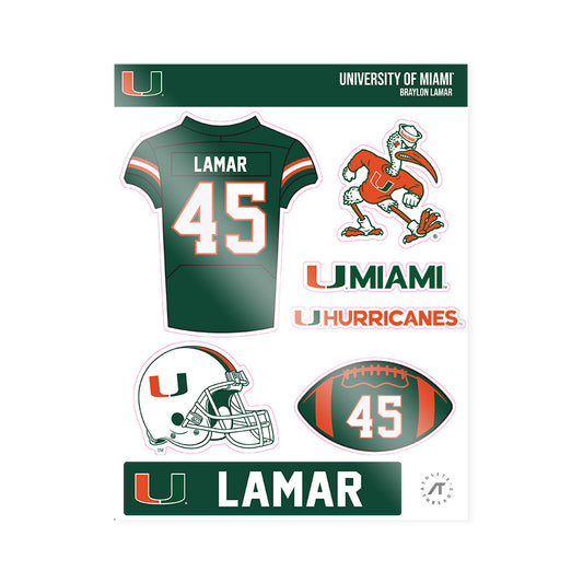 Miami - NCAA Football : Braylon Lamar - Sticker Sheet-0