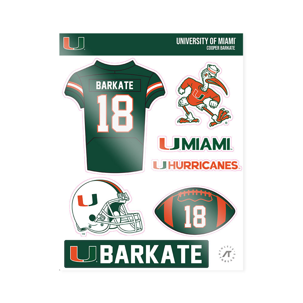Miami - NCAA Football : Cooper Barkate - Sticker Sheet-0