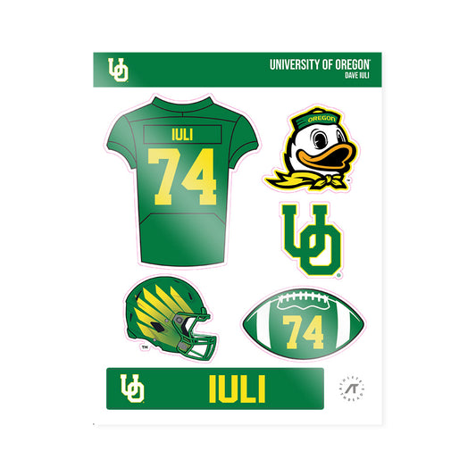 Oregon - NCAA Football : Dave Iuli - Sticker Sheet-0