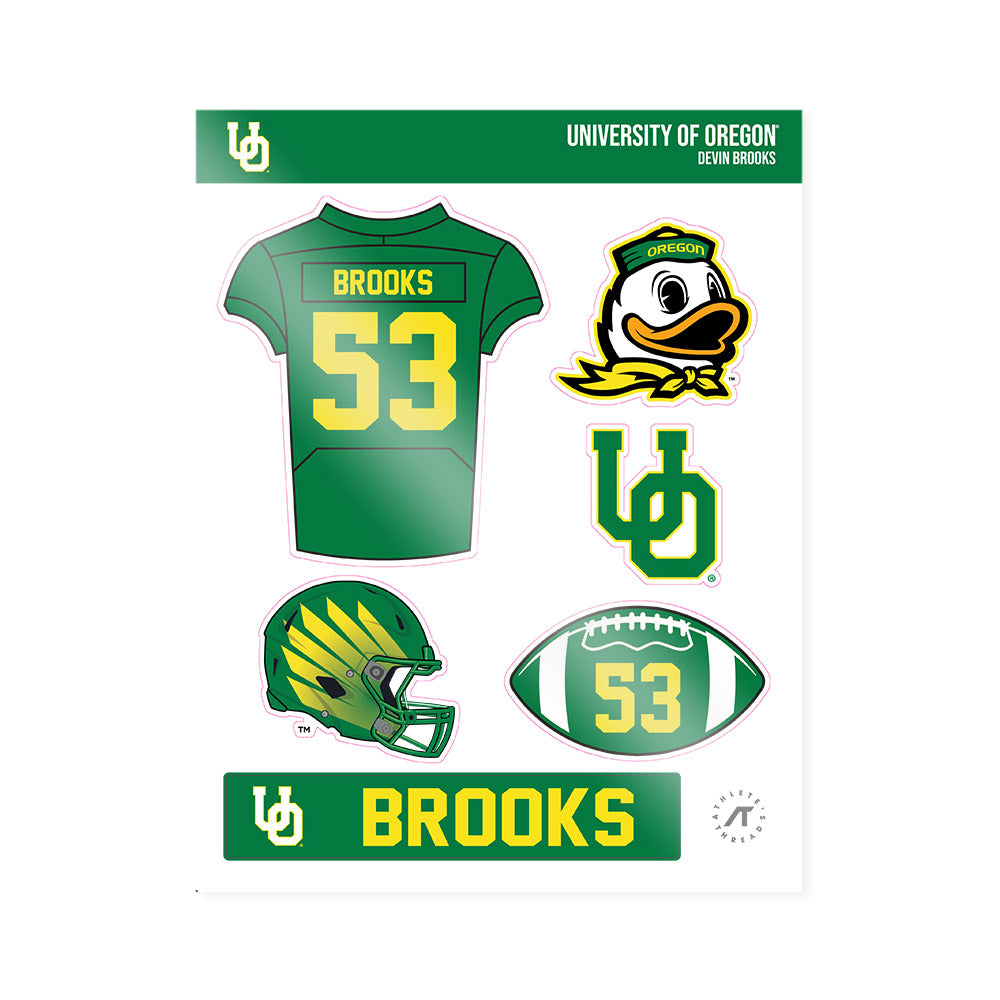 Oregon - NCAA Football : Devin Brooks - Sticker Sheet-0