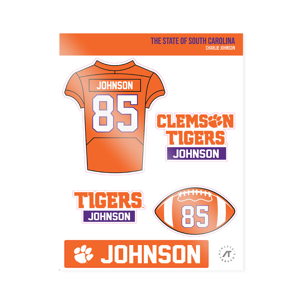 Clemson - NCAA Football : Charlie Johnson - Sticker Sheet-0