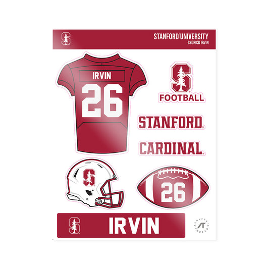 Stanford - NCAA Football : Sedrick Irvin - Sticker Sheet-0