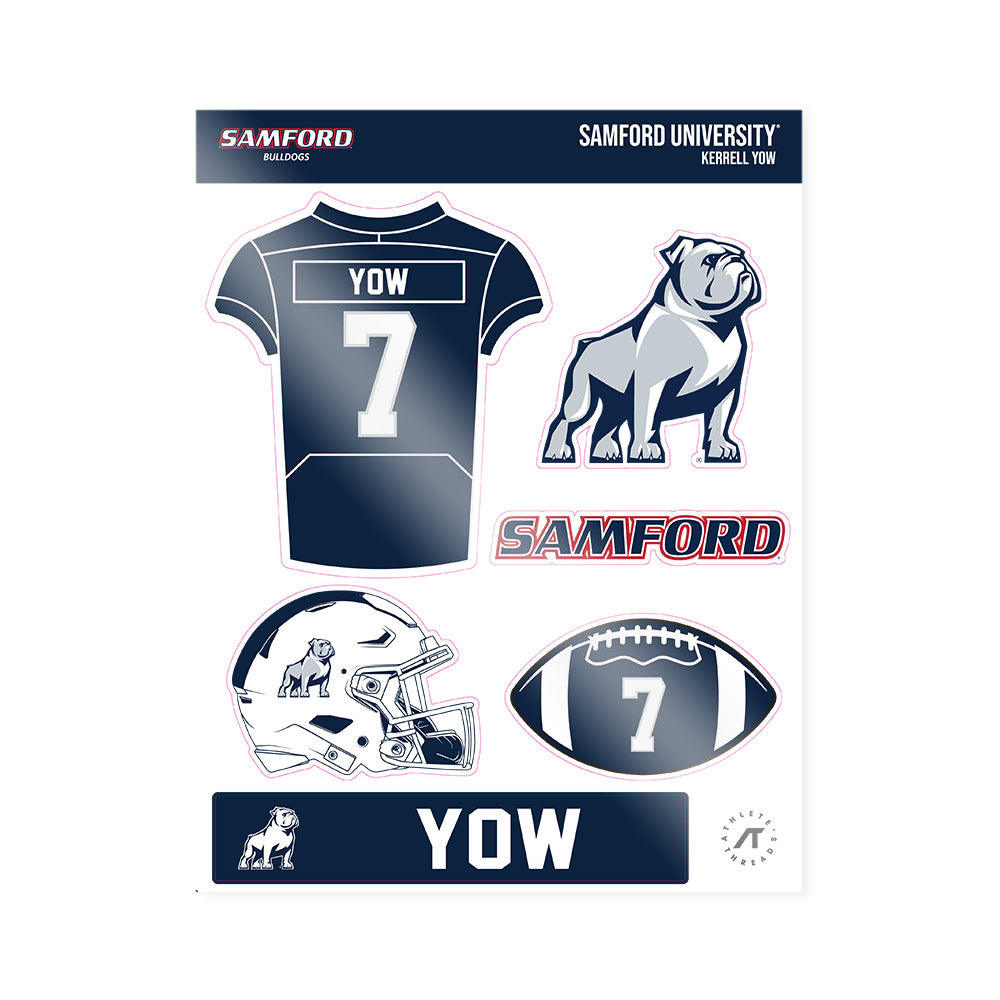 Samford - NCAA Football : Kerrell Yow - Sticker Sheet-0