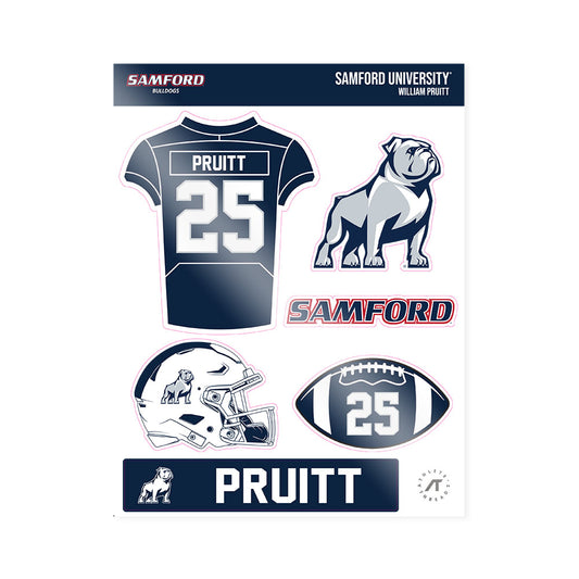 Samford - NCAA Football : William Pruitt - Sticker Sheet-0
