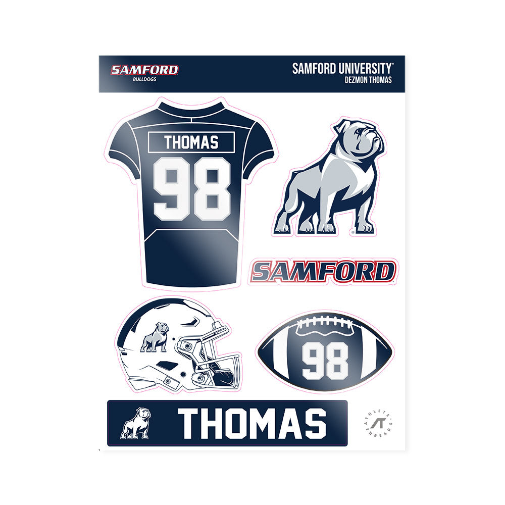 Samford - NCAA Football : Dezmon Thomas - Sticker Sheet-0