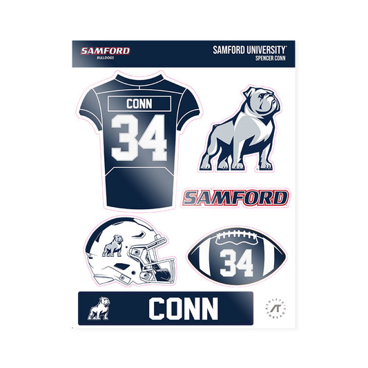 Samford - NCAA Football : Spencer Conn - Sticker Sheet-0