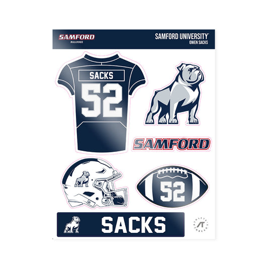 Samford - NCAA Football : Owen Sacks - Sticker Sheet-0