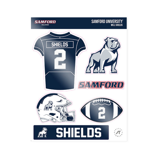 Samford - NCAA Football : Will Shields - Sticker Sheet-0