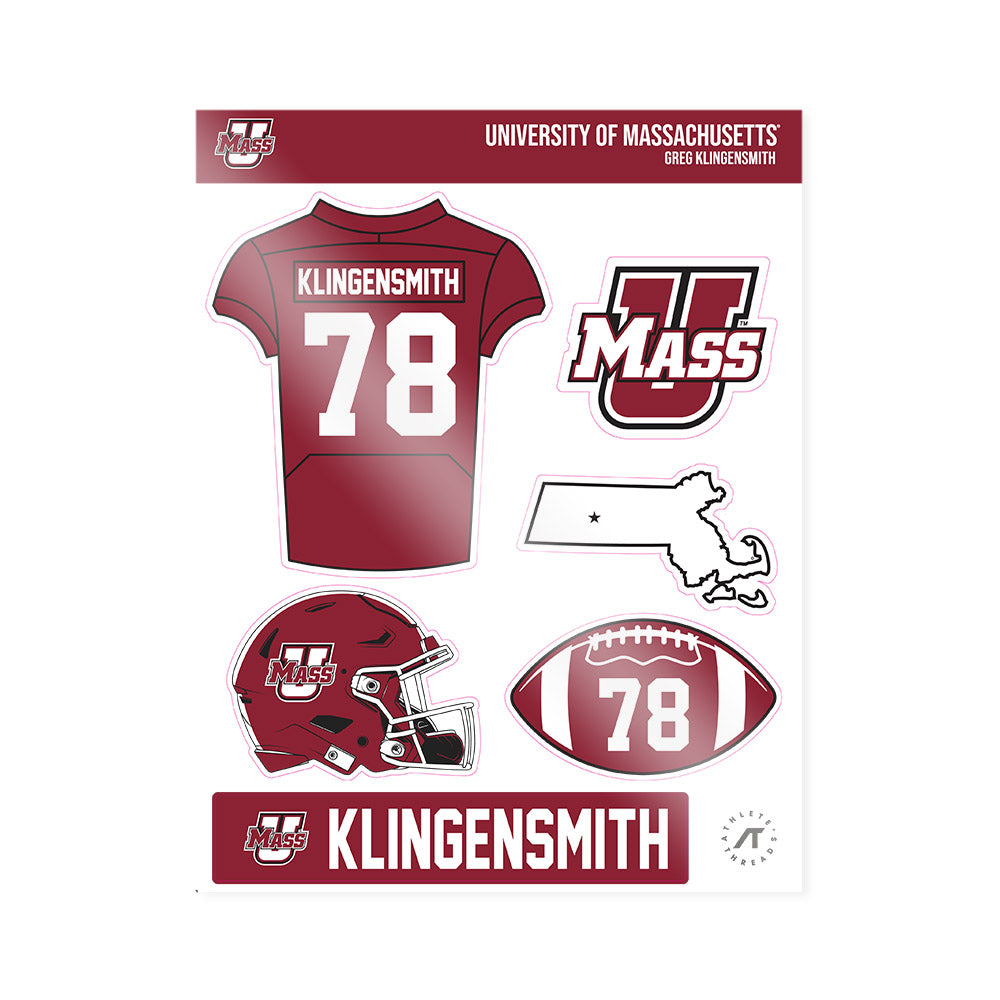 UMass - NCAA Football : Greg Klingensmith - Sticker Sheet-0