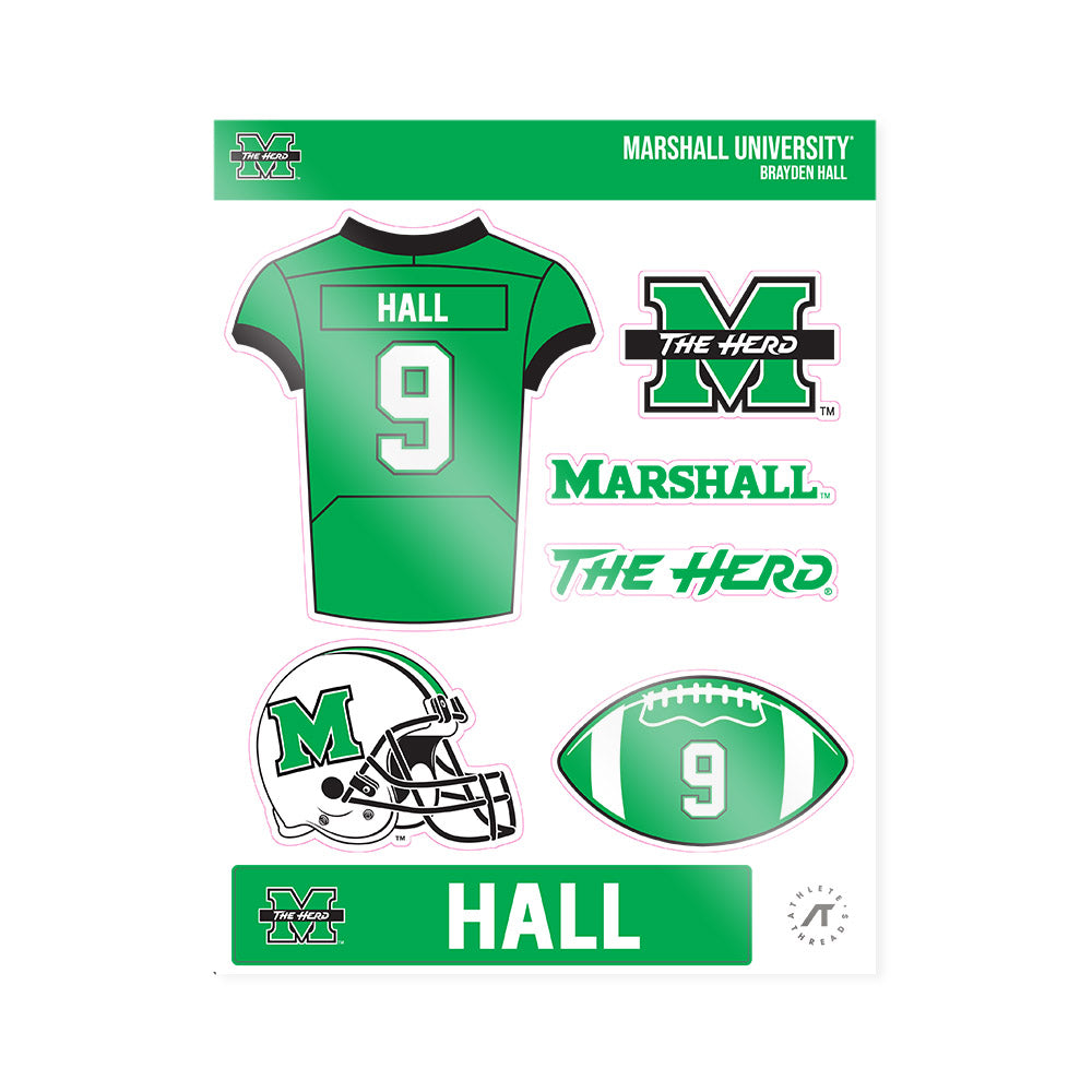 Marshall - NCAA Football : Brayden Hall - Sticker Sheet-0