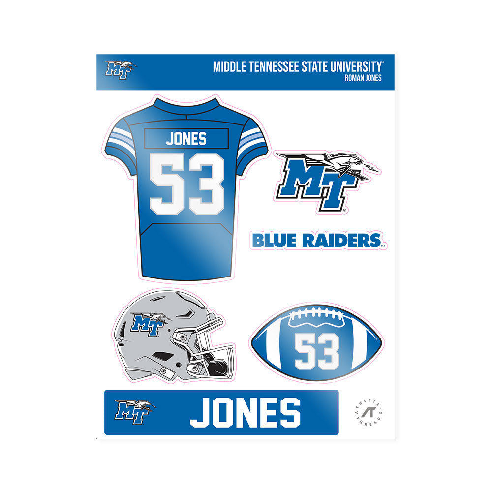 MTSU - NCAA Football : Roman Jones - Sticker Sheet-0