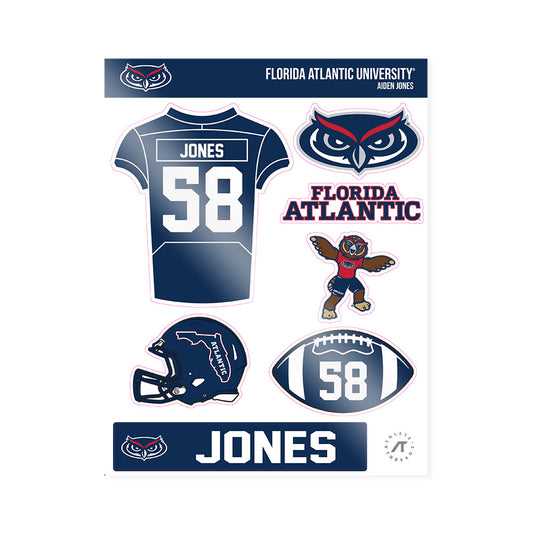 FAU - NCAA Football : Aiden Jones - Sticker Sheet-0