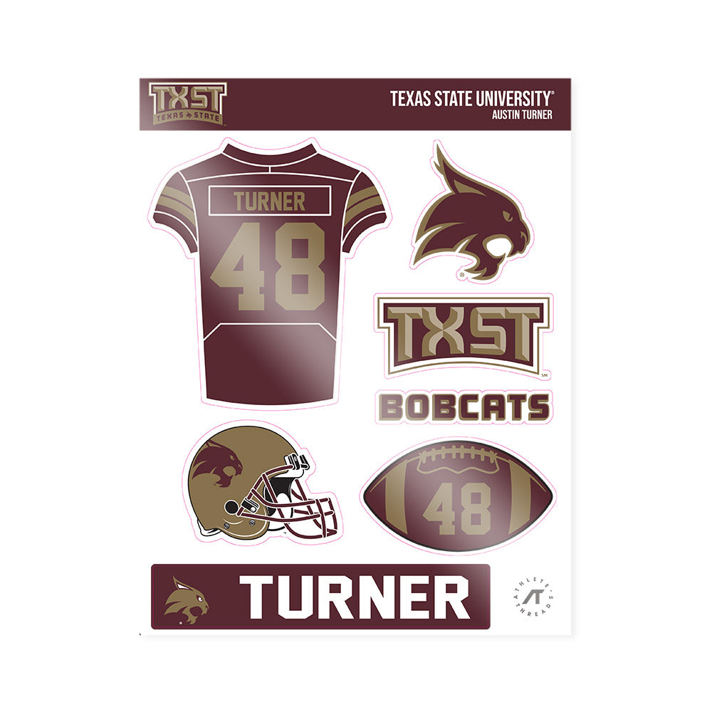 Texas State - NCAA Football : Austin Turner - Sticker Sheet-0