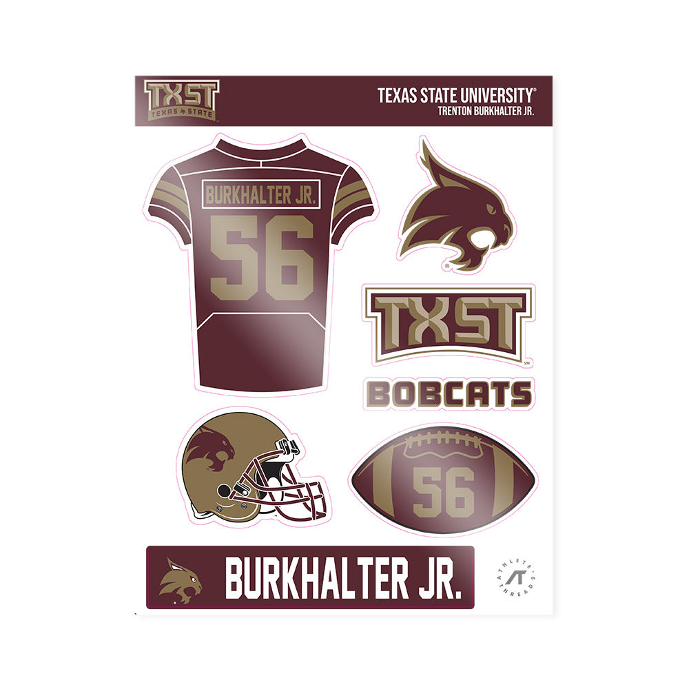 Texas State - NCAA Football : Trenton Burkhalter Jr. - Sticker Sheet-0