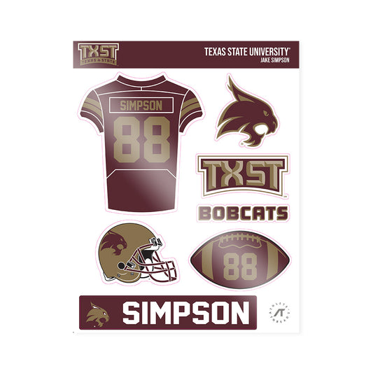 Texas State - NCAA Football : Jake Simpson - Sticker Sheet-0
