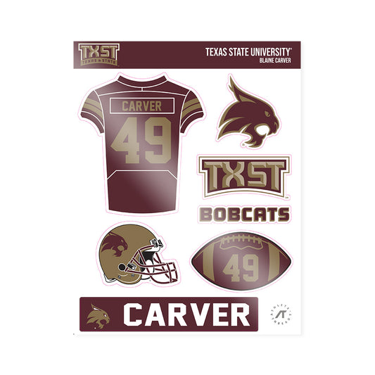 Texas State - NCAA Football : Blaine Carver - Sticker Sheet-0