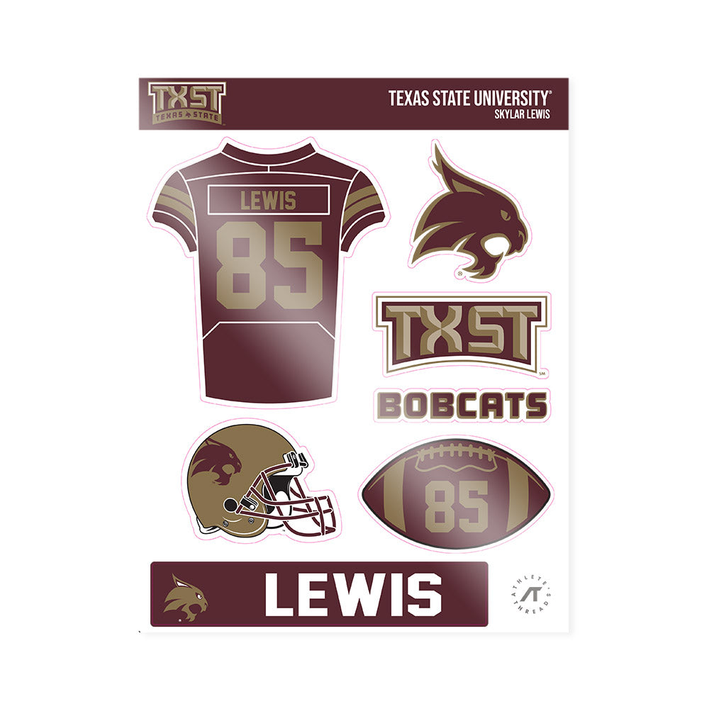Texas State - NCAA Football : skylar lewis - Sticker Sheet-0