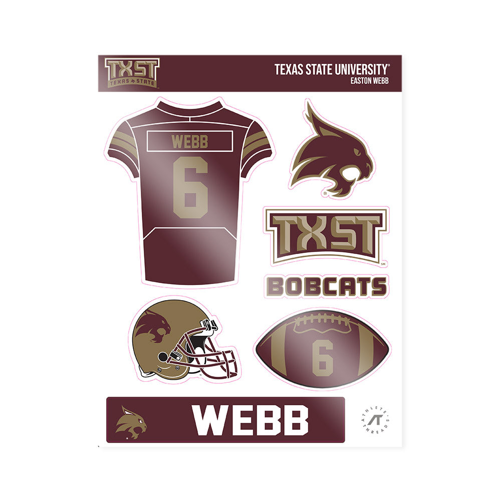 Texas State - NCAA Football : Easton Webb - Sticker Sheet-0