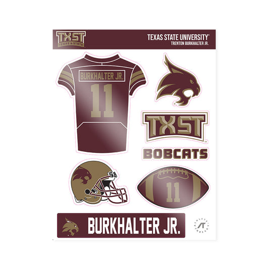 Texas State - NCAA Football : Trenton Burkhalter Jr. - Sticker Sheet-0