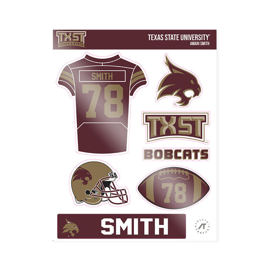 Texas State - NCAA Football : Amari Smith - Sticker Sheet-0