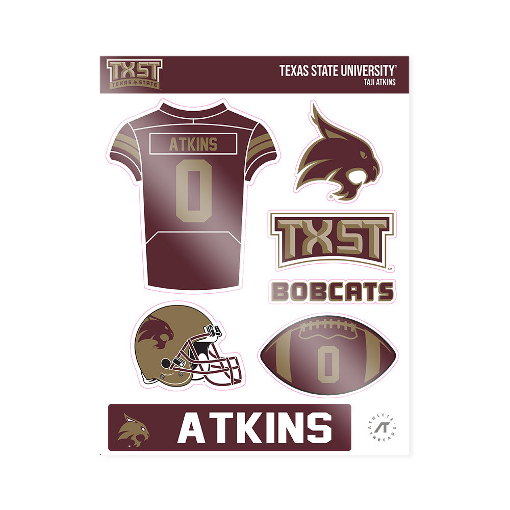 Texas State - NCAA Football : Taji Atkins - Sticker Sheet-0