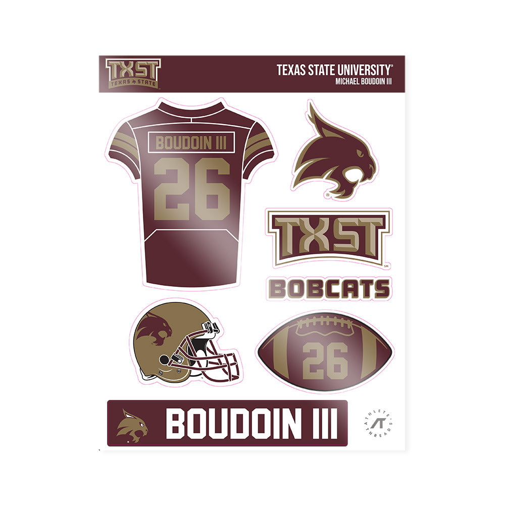 Texas State - NCAA Football : Michael Boudoin III - Sticker Sheet-0