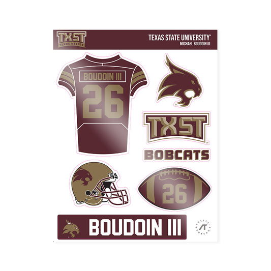 Texas State - NCAA Football : Michael Boudoin III - Sticker Sheet-0