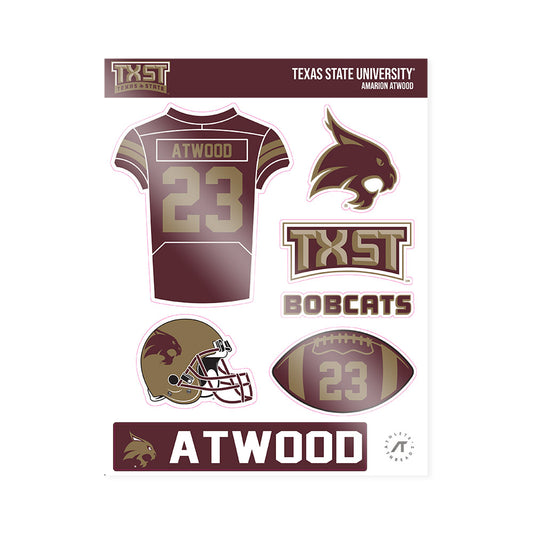 Texas State - NCAA Football : Amarion Atwood - Sticker Sheet-0
