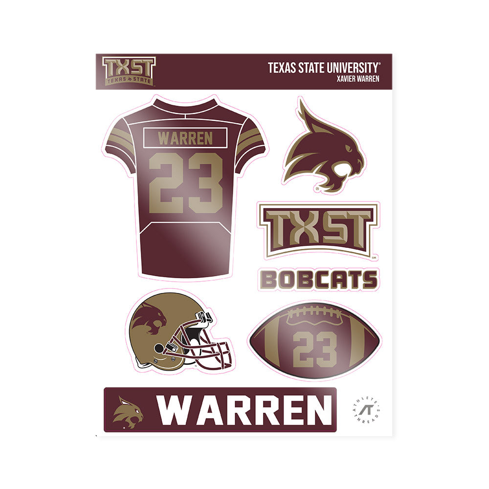 Texas State - NCAA Football : Xavier Warren - Sticker Sheet-0