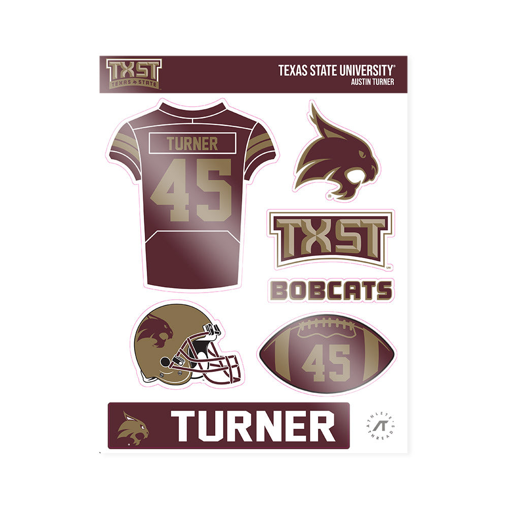 Texas State - NCAA Football : Austin Turner - Sticker Sheet-0
