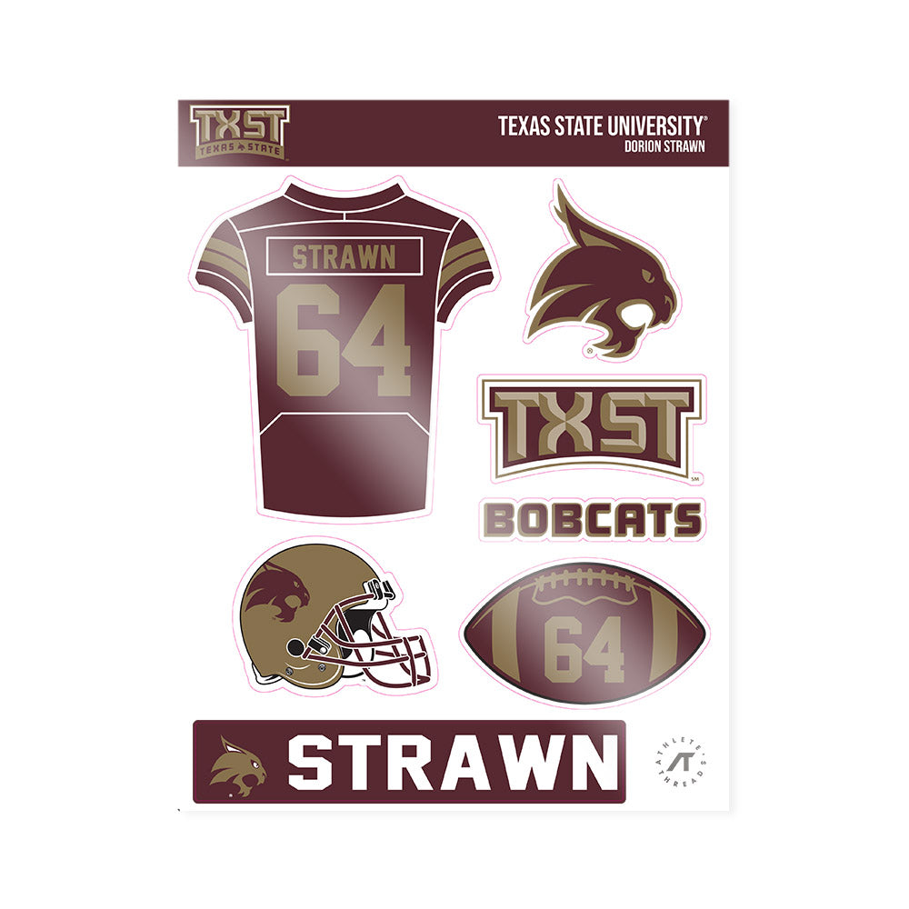 Texas State - NCAA Football : Dorion Strawn - Sticker Sheet-0