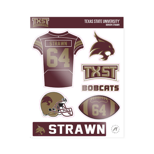 Texas State - NCAA Football : Dorion Strawn - Sticker Sheet-0