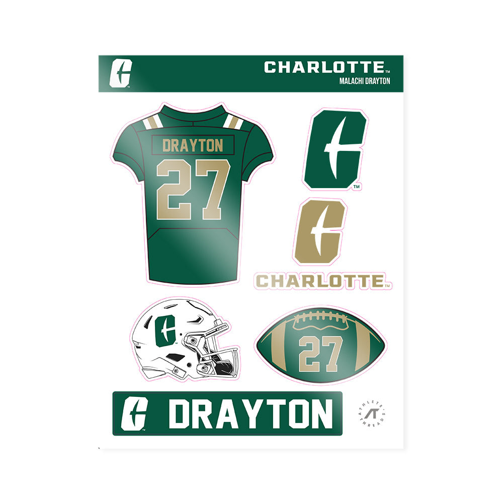 UNC Charlotte - NCAA Football : Malachi Drayton - Sticker Sheet-0